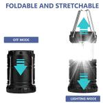 Jsdoin Camping Lights, 2 x Camping Lantern Battery Operated Portable LED Camping Lamp with Foldable Hook, Tent Lights Waterproof Outdoor Hanging Lamp for Emergency, Hiking, Camping, Black