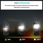 Jsdoin Camping Lights, 2 x Camping Lantern Battery Operated Portable LED Camping Lamp with Foldable Hook, Tent Lights Waterproof Outdoor Hanging Lamp for Emergency, Hiking, Camping, Black