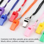 10 Pcs Plastic Whistles Sports Whistles, Loud Clear Crisp Referee Whistle with Lanyard, Ref Whistles for Football Sports Teachers Coaches Emergency Survival Camping Lifeguard Whistles Party Whistles