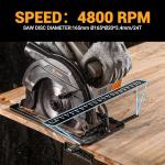 Circular Saw 1200W: DEKOPRO High-Power Saw with 165mm 24T Blade, 4800 RPM, Max Cut Depth 55mm (90°), 33mm (45°), Heavy-Duty Steel Base, Includes Guide Rai, Power Saw for Wood, PVC
