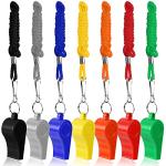 SANNIX 7 Pack Plastic Whistles Coaches Referee Whistles with Lanyards Colorful Whistles for Kids Sports Whistles for Football Basketball Training Gyms Emergency