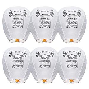 Douzi Chinese Sky Lanterns (6 Pack) 100% Biodegradable No Assembly Required - Beautiful Lantern for White for Weddings, Birthdays, Parties,Memorials and Much More