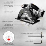 Circular Saw 1200W: DEKOPRO High-Power Saw with 165mm 24T Blade, 4800 RPM, Max Cut Depth 55mm (90°), 33mm (45°), Heavy-Duty Steel Base, Includes Guide Rai, Power Saw for Wood, PVC