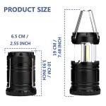 Jsdoin Camping Lights, 2 x Camping Lantern Battery Operated Portable LED Camping Lamp with Foldable Hook, Tent Lights Waterproof Outdoor Hanging Lamp for Emergency, Hiking, Camping, Black