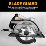 Circular Saw 1200W: DEKOPRO High-Power Saw with 165mm 24T Blade, 4800 RPM, Max Cut Depth 55mm (90°), 33mm (45°), Heavy-Duty Steel Base, Includes Guide Rai, Power Saw for Wood, PVC