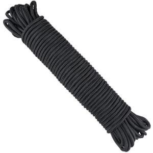 KINGLAKE Black Nylon Rope 6mm, 30m Braided Cord Hanging Rope String for Camping, Survival, Gardening, Bundling, Workshop, Outdoor Multipurpose Utility