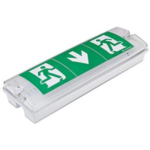 AuctionzLtd LED Emergency Bulkhead Light Fitting - Slimline Maintained & Non-Maintained Waterproof Fire Exit Sign Bulkhead Light - Emergency Light with Green Kit Low Energy EM3 NM3 M3 E3M 3H Battery