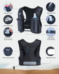 Zelvot Running Vest for Women Men, UK Original Patent, Adjustable Chest Straps Running Hydration Vest with 500ml Water Bottle, Lightweight Reflective Hydration Backpack with Phone Holder (Black, XS/S)