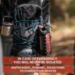 Midland - ER300 Emergency Power Bank, Multifunctional for Camping, Outdoor, Survival Equipment, Dynamo LED Torch, AM/FM Radio with Solar Panel SOS Function Ultrasonic Dog Call, Rechargeable Batteries