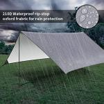 Hammock Rain Fly Tent Tarp,GINTOGE Multifunctional Waterproof Camping Shelter, 300cm x 300cm lightweight Windproof Snowproof Outdoor Sunshade Fly for Hammock-Tent Stakes and Ropes (Gray) No Poles