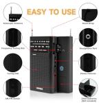 Benss Small Radios Portable AM FM, transistor radios 2AA Battery Operated with Best Reception, Radio with Speaker & Headphone Jack, Pocket Radio for Indoor, Outdoor and Emergency Use(Black)