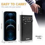 Benss Small Radios Portable AM FM, transistor radios 2AA Battery Operated with Best Reception, Radio with Speaker & Headphone Jack, Pocket Radio for Indoor, Outdoor and Emergency Use(Black)