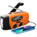 SOLARBABY Weather Radio,Solar Radio, Emergency Hand Crank Self Powered AM/FM Solar Weather Radio with LED Flashlight,2000mAh Emergency Power Bank for Smart Phone (M-Orange)