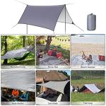 Hammock Rain Fly Tent Tarp,GINTOGE Multifunctional Waterproof Camping Shelter, 300cm x 300cm lightweight Windproof Snowproof Outdoor Sunshade Fly for Hammock-Tent Stakes and Ropes (Gray) No Poles