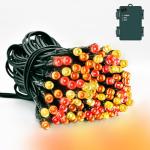 Dalugo Christmas Lights Red Orange Yellow, 5M 50 LED Battery Operated Fireplace Lights with Timer, IP65 Waterproof Indoor Outdoor Battery Fairy Lights for Christmas Decorations(Green Wire)