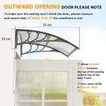 Outsunny Front Door Canopy Outdoor Awning Aluminium Rigid Plastic Polycarbonate Rain Shelter UV Water Rain Resistant 100 x 75cm Clear