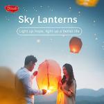 Chinese Sky Lanterns Environmental Friendly 100% Biodegradable Material No Assembly Required, for Wishing Wedding Birthday Party (5 Pack)