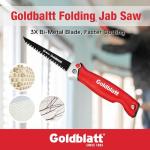 Goldblatt Folding Jab Saw, 8-TPI Bi-Metal Blade, Ideal for Cutting Drywall Wallboard Plywood