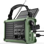 ROCAM Wind-Up Radio with Solar & Hand Crank Power – 8500mm² Solar Panel, 12000mAh Rechargeable Battery, FM/AM Radio with 120dB SOS Alarm Perfect for Emergencies & Outdoor Survival