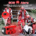 Wind Up Solar Radio, Emergency Radio, Portable Hand Crank Radio, AM/FM Radio with LED Torch, 7400mWh Rechargeable Power Bank, SOS Alarm, USB Phone Charger, Emergency Use for Camping Hiking (Red)