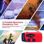 iRonsnow Solar Emergency Hand Crank Weather Radio, Portable Self Powered NOAA AM/FM Radios with SOS Alarm LED Flashlight 2000mAh Smart Phone USB Charger for Camping (Red)