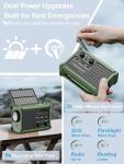 ROCAM Wind-Up Radio with Solar & Hand Crank Power – 8500mm² Solar Panel, 12000mAh Rechargeable Battery, FM/AM Radio with 120dB SOS Alarm Perfect for Emergencies & Outdoor Survival