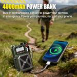 Portable DAB & FM Radio with Bluetooth 5.3, Solar Radio, 4000mAh Rechargeable Battery Hand Crank Radio with SOS, Flashlight, Earphone Jack, SD Card, USB, Emergency Wind up Radio