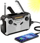 Solar Radio, AM/FM Portable Crank Radio, Dynamo Emergency Radio with 4000 mAh Rechargeable Battery, LED Torch, SOS Alarm for Camping, Outdoor, Emergency (03)