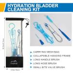 TAGVO Hydration Bladder Cleaning Kit, 5 in 1 Water Bladder Cleaner Set - 3 Brushes, Collapsible Hanger & Carry Pouch, Water Reservoir Cleaning Tools for Hydration Backpack