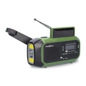 NEDIS Portable Emergency DAB+/FM Wind Up Radio with Solar Panel & Hand Crank, with 2500mAh Rechargeable USB Power Bank, LED Torch & SOS Alarm, for Camping, Hiking & Outdoor
