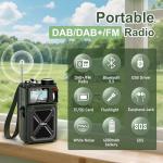 Greadio Portable DAB/DAB+/FM Solar Radio with Bluetooth 5.3, Flashlight, Hand Crank, Emergency Wind Up Radio, 4000mAh Rechargeable Battery with SOS,USB,SD Card,Headphone Jack,White Noise