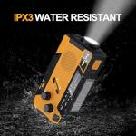 Wind Up Solar Radio, 7400mWh (2000mAh) Solar Powered Radio Emergency Hand Crank Radio with 3 Built-in Cables, Battery Operated, SOS Alarm & Flashlight, Emergency wind up torch for Hurricane, Emergency