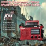 Kaito KA500RED 5-Way Powered Emergency AM/FM/SW Weather Alert Radio, Red