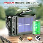 Greadio Portable DAB/DAB+/FM Solar Radio with Bluetooth 5.3, Flashlight, Hand Crank, Emergency Wind Up Radio, 4000mAh Rechargeable Battery with SOS,USB,SD Card,Headphone Jack,White Noise