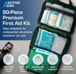 Mini First Aid Kit Bag - 90 Items - Includes Plasters, Eyewash, Gloves, 2 x Cold (Ice) Packs and Emergency Blanket for Kids, Camping, Office, Car, Caravan, Workplace, Travel Home