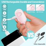 Hion Safe Personal Alarm for Women,Rechargeable 130dB Police Approved Rape Rope Alarm with LED Flashlight Self Defense Keychain,Panic Attack Safety Alarm for Girl Kid Elderly Student(Pink）