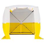 Goutime Pop Up work shelter Gazebo 2mx2m small event shelter party tent garden bbq Fishing camping/Trade Shows/Temporary Emergency/Construction,Outdoor lightweight fold up Work Tent（white yellow）