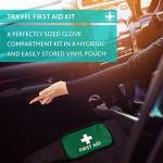 Reliance Medical - (REL416) Handy Travel First Aid Kit, Travel Pouch With, Bandages, Cotton Wool Balls, Gloves, Plasters, Safety Pins, Scissors, Slick Bag And Cleansing Wipes (Green)