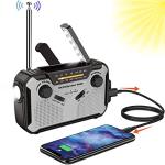Solar Radio, AM/FM Portable Crank Radio, Dynamo Emergency Radio with 4000 mAh Rechargeable Battery, LED Torch, SOS Alarm for Camping, Outdoor, Emergency (03)