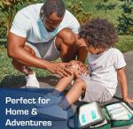 Mini First Aid Kit Bag - 90 Items - Includes Plasters, Eyewash, Gloves, 2 x Cold (Ice) Packs and Emergency Blanket for Kids, Camping, Office, Car, Caravan, Workplace, Travel Home