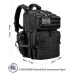 LHI Military Tactical Backpack for Men and Women 45L Large waterproof Rucksack for School, Hiking, Trekking, Hunting