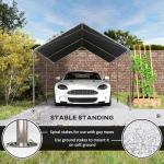 Outsunny 3 x 6m Heavy Duty Carport Garage Car Shelter Galvanized Steel Outdoor Open Canopy Tent Water UV Resistant Waterproof, Grey