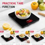 ACCUWEIGHT 201 Digital Kitchen Scales with Tempered Glass Platform (Batteries included), Electronic Weighing Food Scale with Backlit LCD, Multifunction for Office School Home Baking Cooking, 5kg/11lb