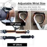 aZengear Paracord Survival Bracelet (2 Pack) | Flint Steel Fire Starter, Whistle, Compass, Hiking Accessories, Wild Camping Equipment Kit, Bushcraft, Emergency (Black and Orange)