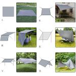 Hammock Rain Fly Tent Tarp,GINTOGE Multifunctional Waterproof Camping Shelter, 300cm x 300cm lightweight Windproof Snowproof Outdoor Sunshade Fly for Hammock-Tent Stakes and Ropes (Gray) No Poles