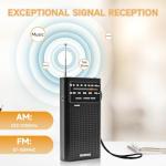 Benss Small Radios Portable AM FM, transistor radios 2AA Battery Operated with Best Reception, Radio with Speaker & Headphone Jack, Pocket Radio for Indoor, Outdoor and Emergency Use(Black)