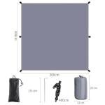 Hammock Rain Fly Tent Tarp,GINTOGE Multifunctional Waterproof Camping Shelter, 300cm x 300cm lightweight Windproof Snowproof Outdoor Sunshade Fly for Hammock-Tent Stakes and Ropes (Gray) No Poles