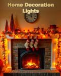 Dalugo Christmas Lights Red Orange Yellow, 5M 50 LED Battery Operated Fireplace Lights with Timer, IP65 Waterproof Indoor Outdoor Battery Fairy Lights for Christmas Decorations(Green Wire)