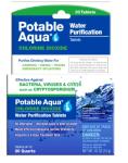 potable aqua Chlorine Dioxide Water Purification Tablets - 30 Count, Blue, (3093)