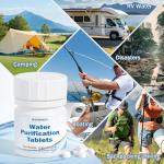 Water Purification Tablets (100 Count) - Emergency Water Treatment for Camping, Survival & Travel - Iodine-Free NaDCC Formula, No Chemical Aftertaste - Essential Addition to First Aid & Survival Kits